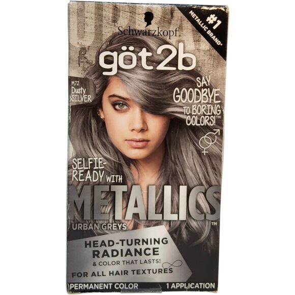 Schwarzkopf Got2b Metallics M72 Dusty Silver Permanent Dye Urban Grey Hair Color - Picture 1 of 6